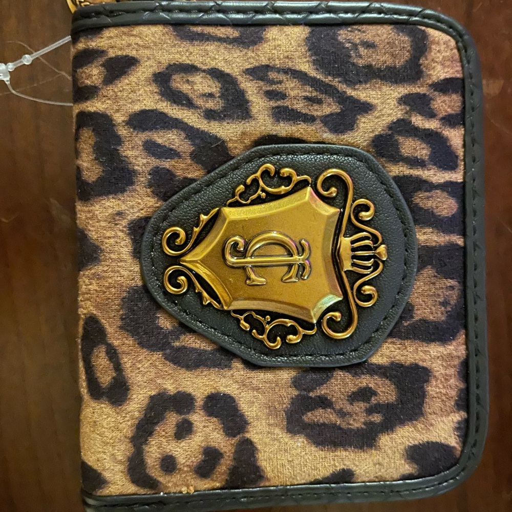 Leopard Print Wallet with Gold Accent